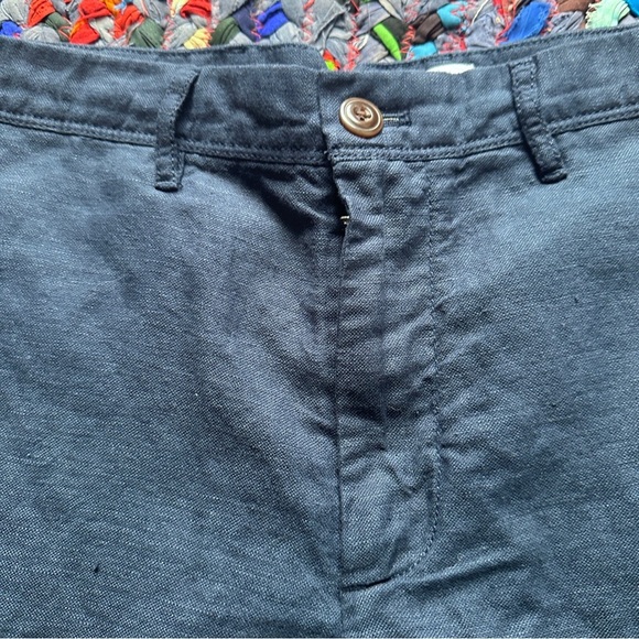 GAP Navy Blue Flat Front Linen Blend 10” Shorts Men’s Size 33 Summer Preppy - Picture 5 of 16